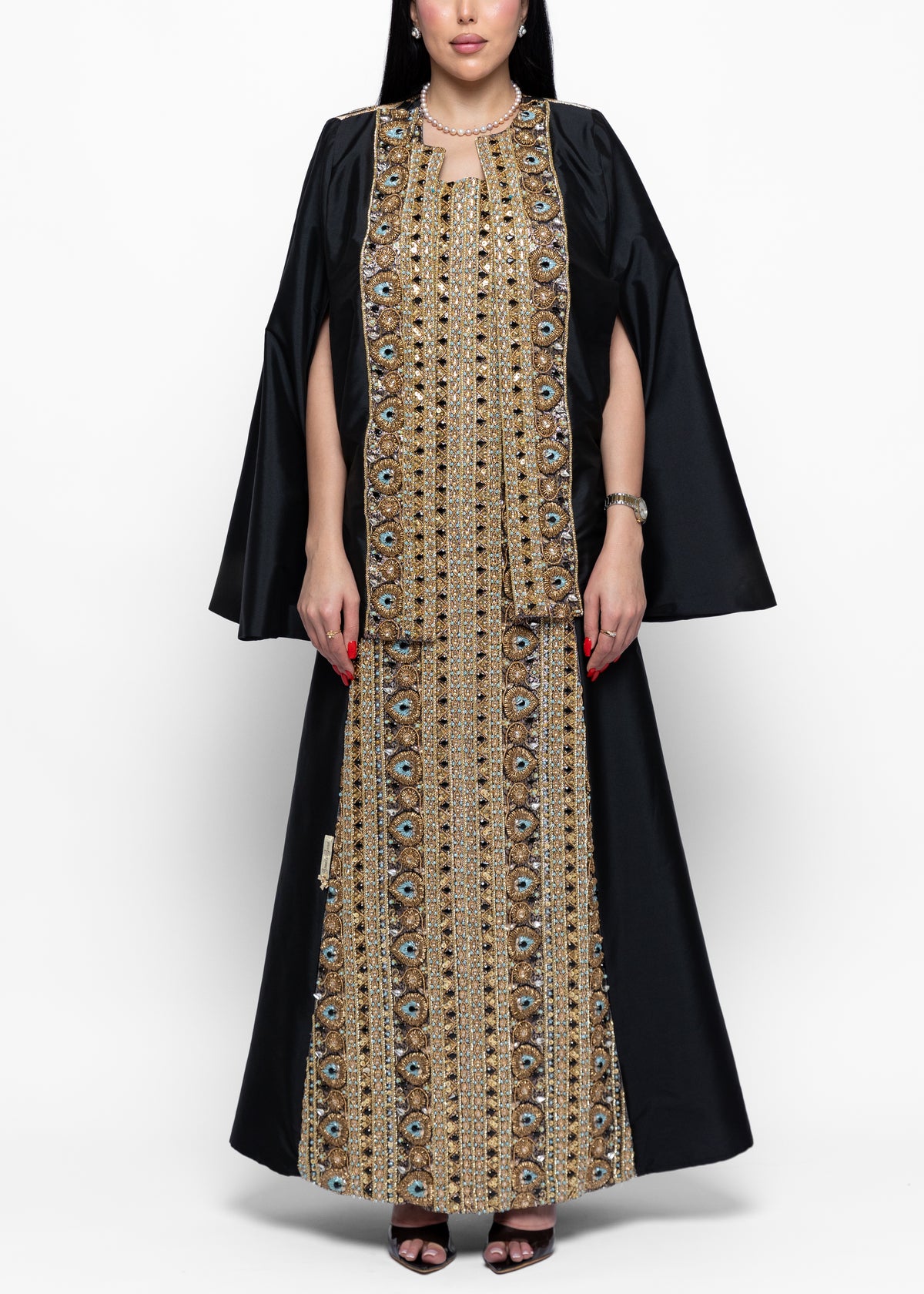 Shaima Noir Golden Eye Dress & Cape