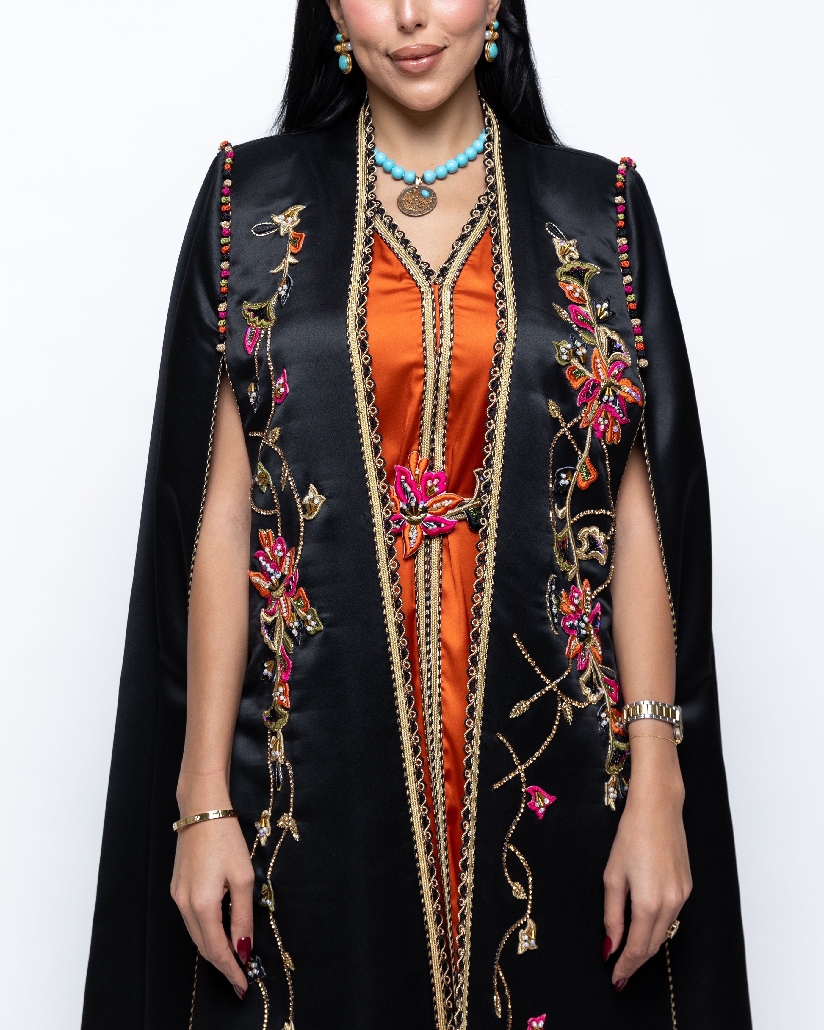 Lujain Black Rezmir Layered Cape