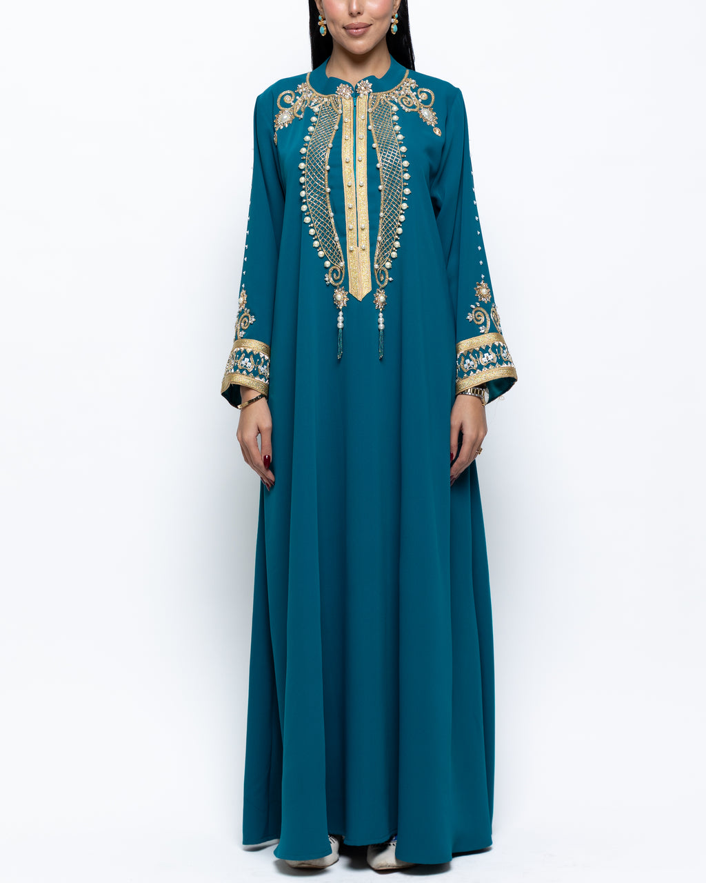 Hind Crepe Kaftan with Crystals & Pearls