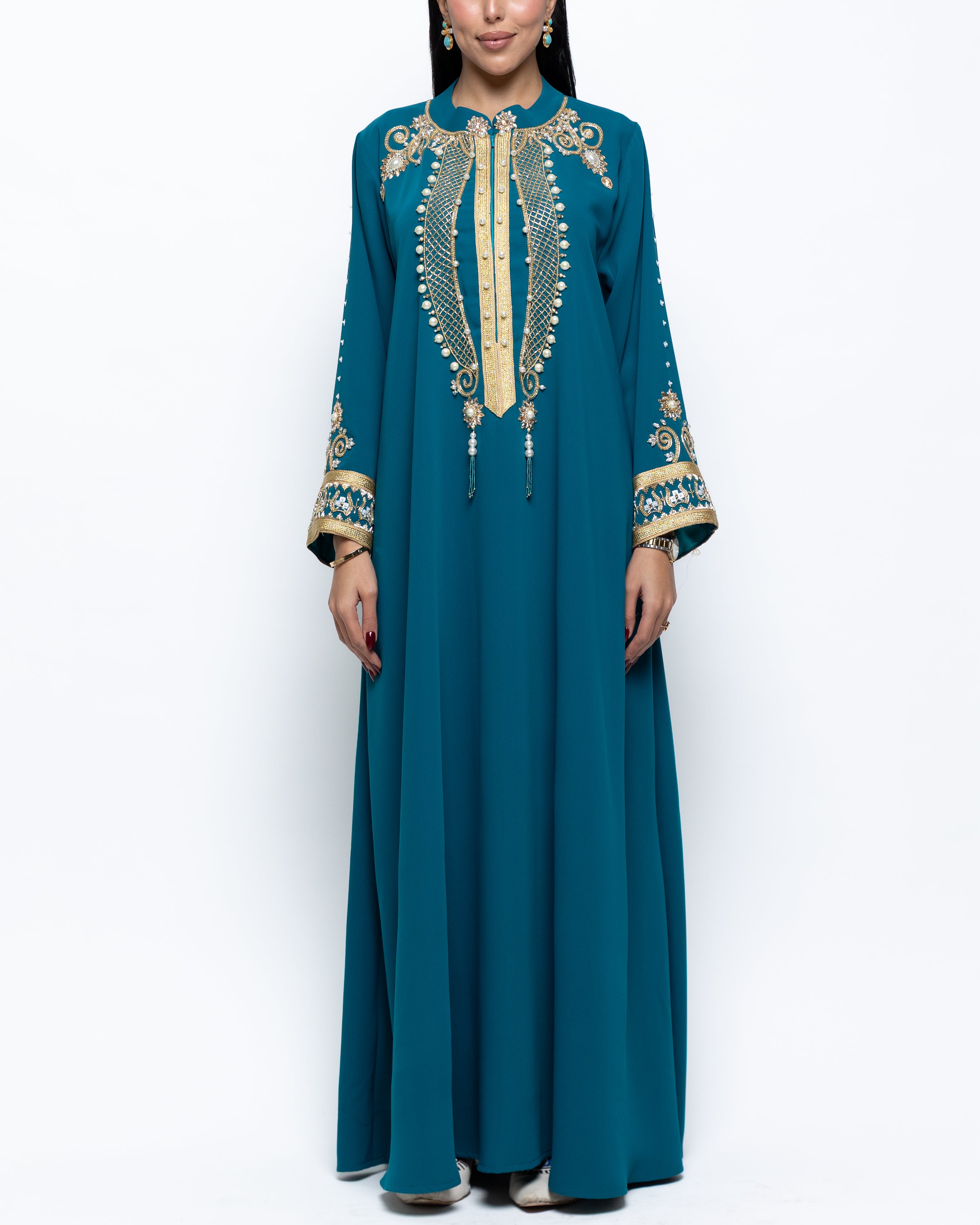 Hind Crepe Kaftan with Crystals & Pearls