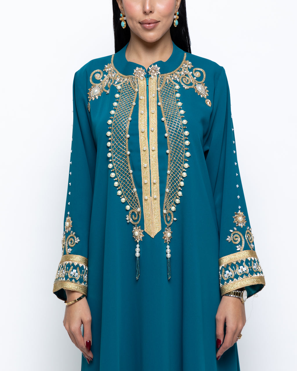 Hind Crepe Kaftan with Crystals & Pearls