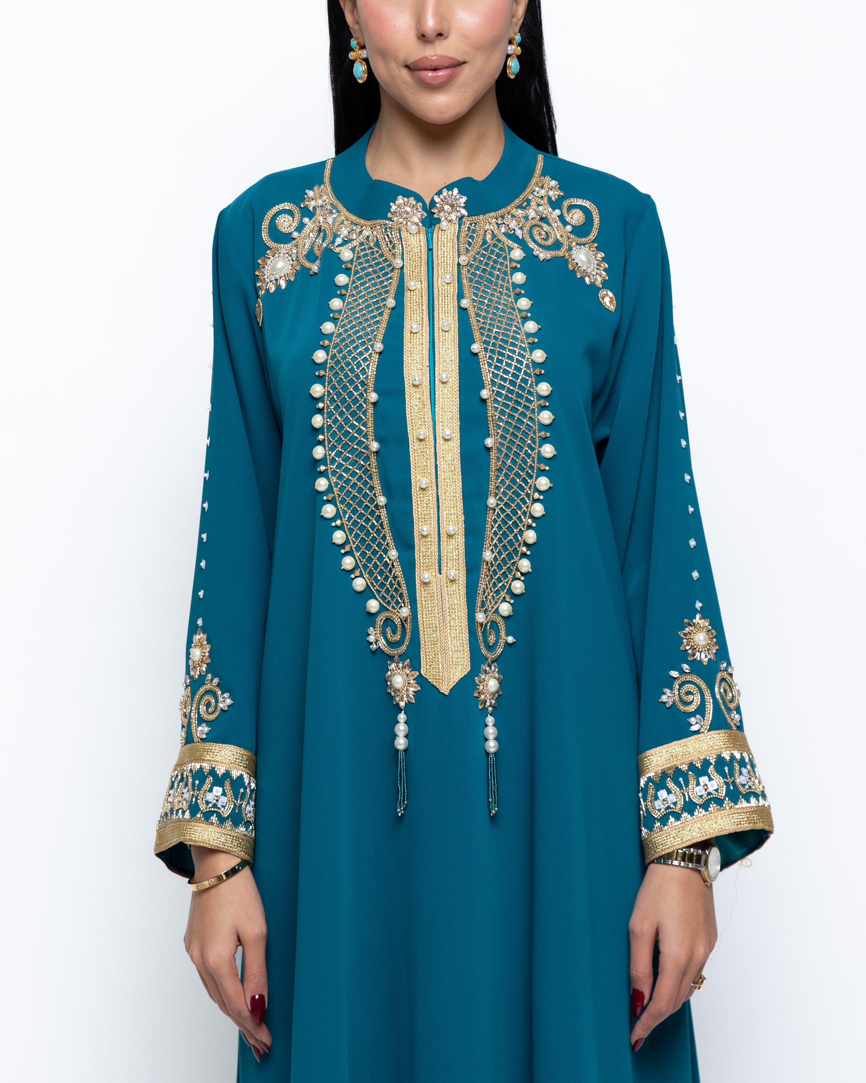 Hind Crepe Kaftan with Crystals & Pearls