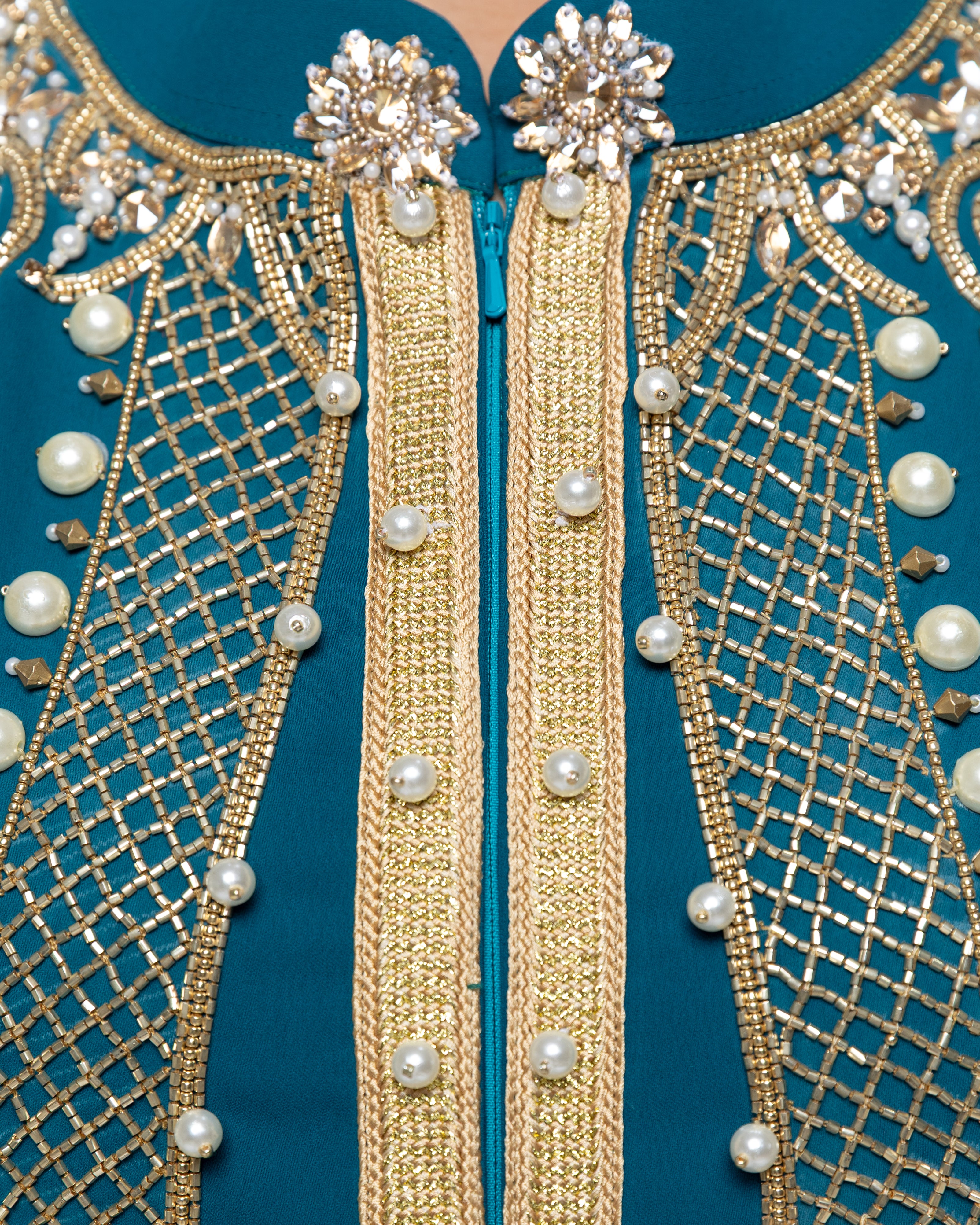 Hind Crepe Kaftan with Crystals & Pearls