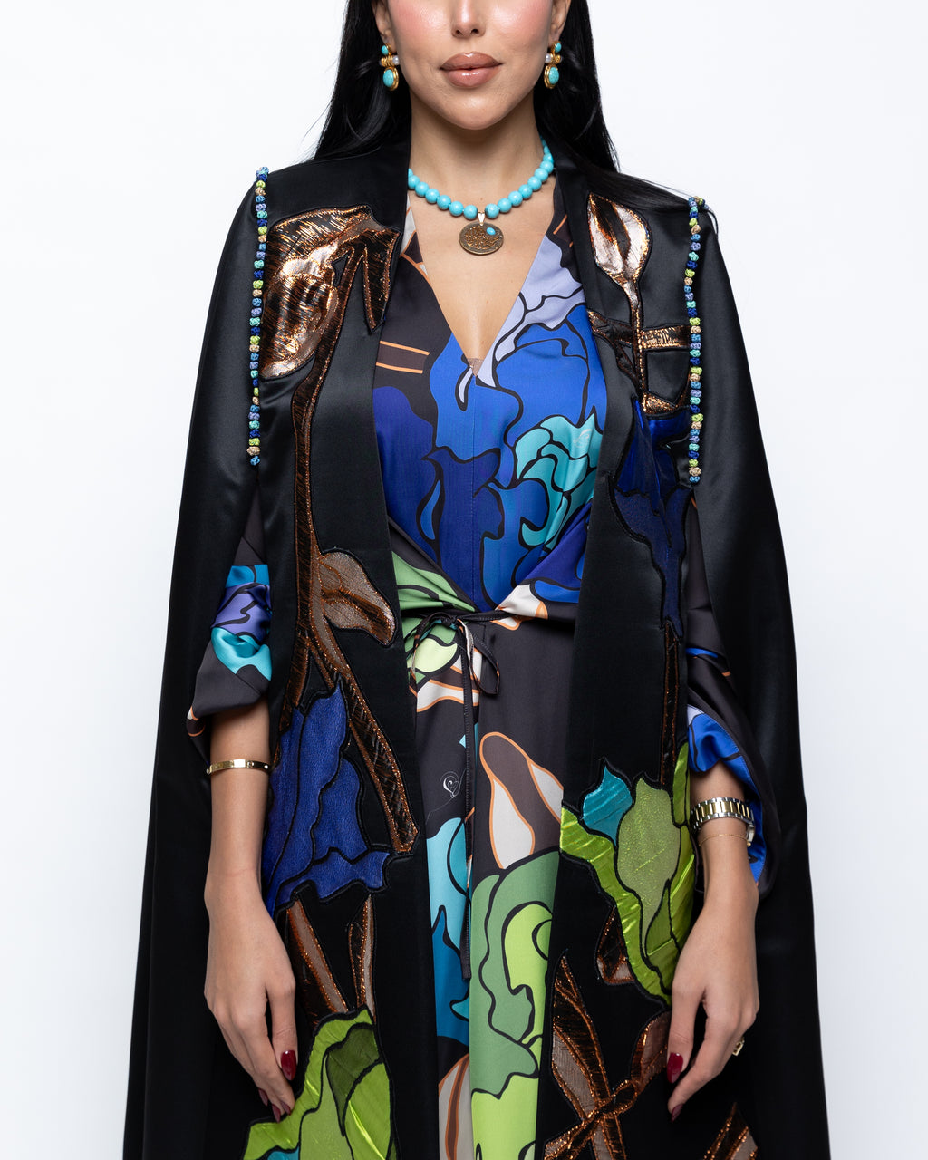 Razan Shades of Blue Couture Cape