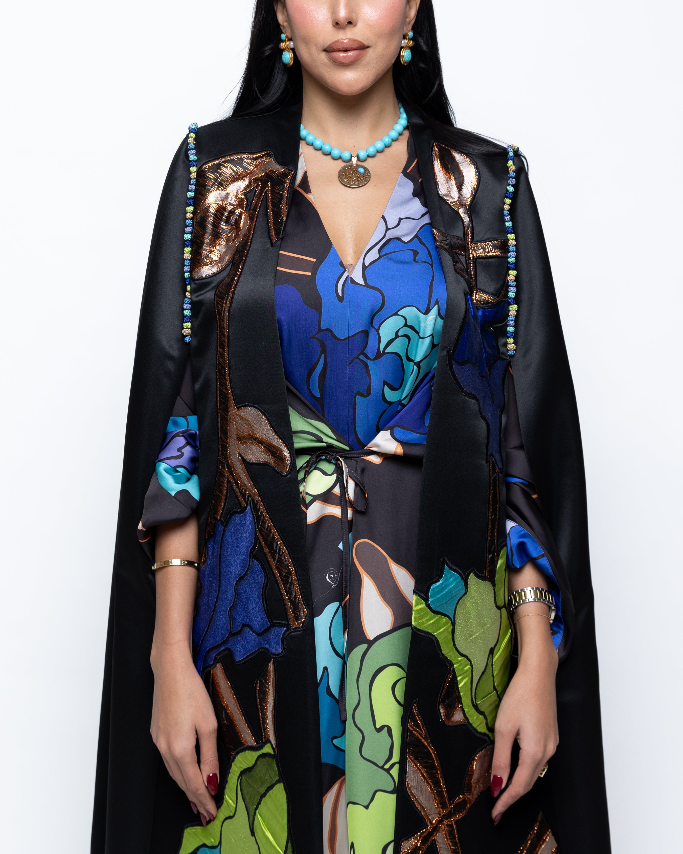 Razan Shades of Blue Couture Cape