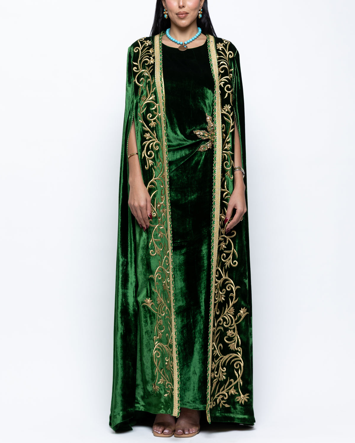 Ghazal Emerald Scroll Cape