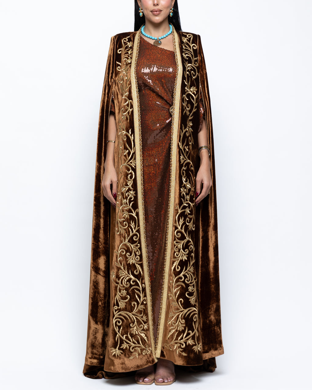 Hayat Bronze Scroll Cape