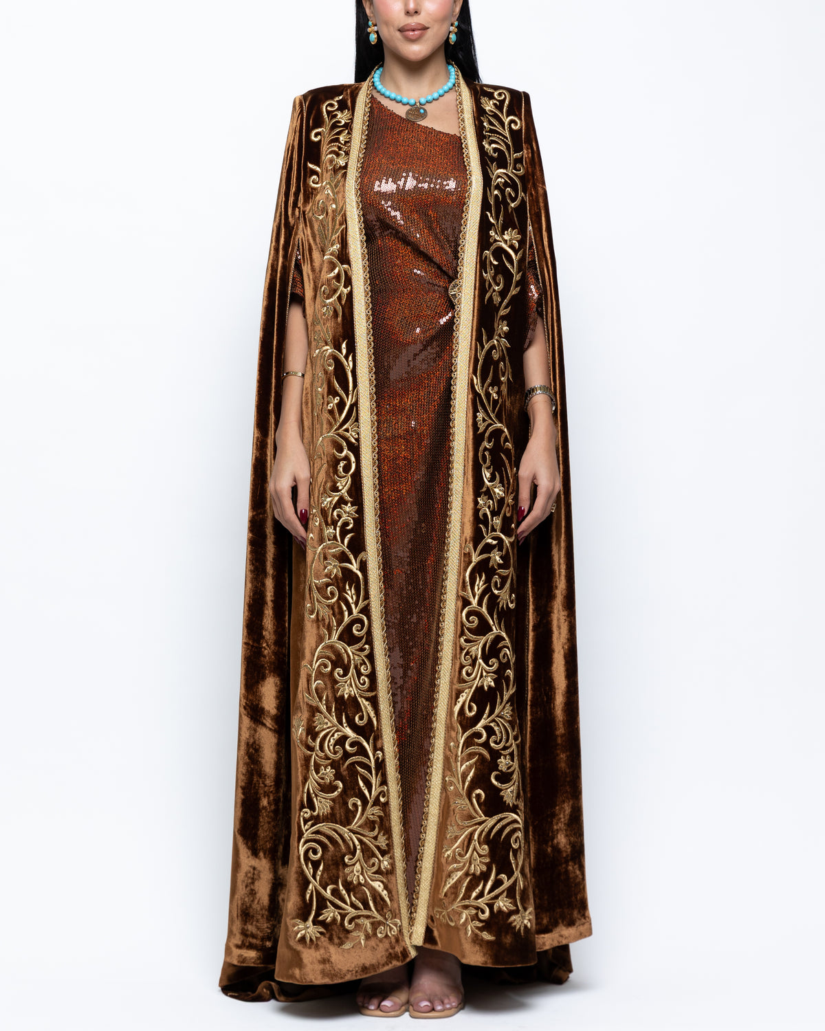 Hayat Bronze Scroll Cape