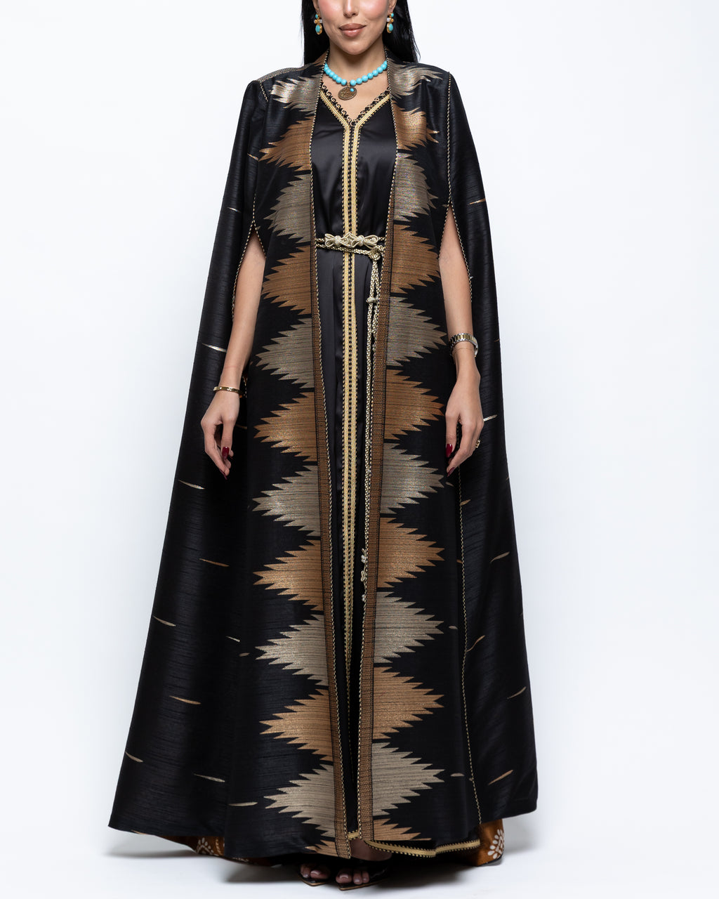 Duja Black Sari Linen Cape