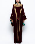 Tasneem Burgundy Tassel Kaftan