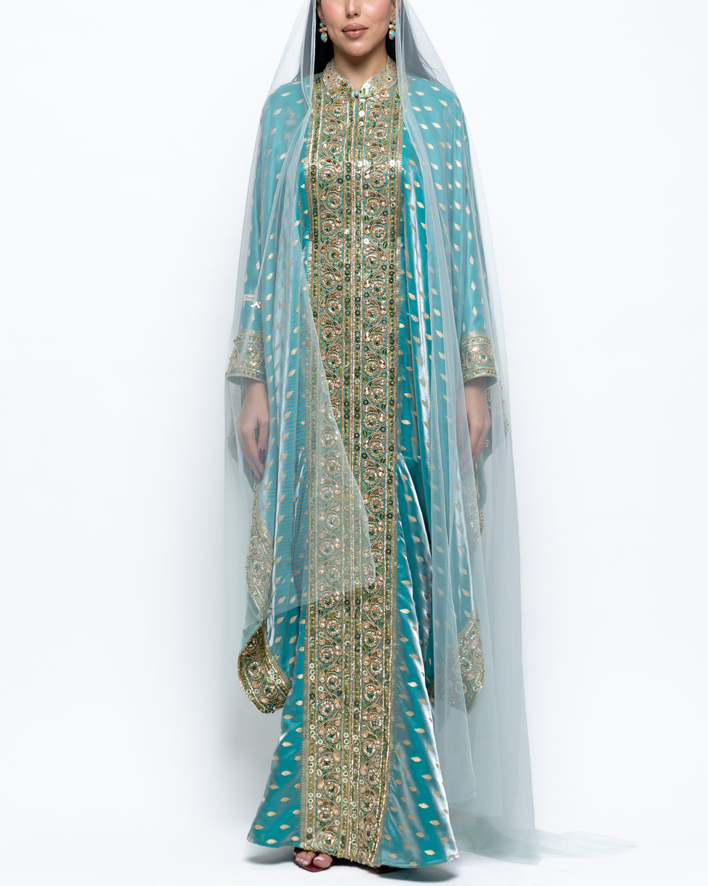 Buthaina Embellished Sari Silk Kaftan