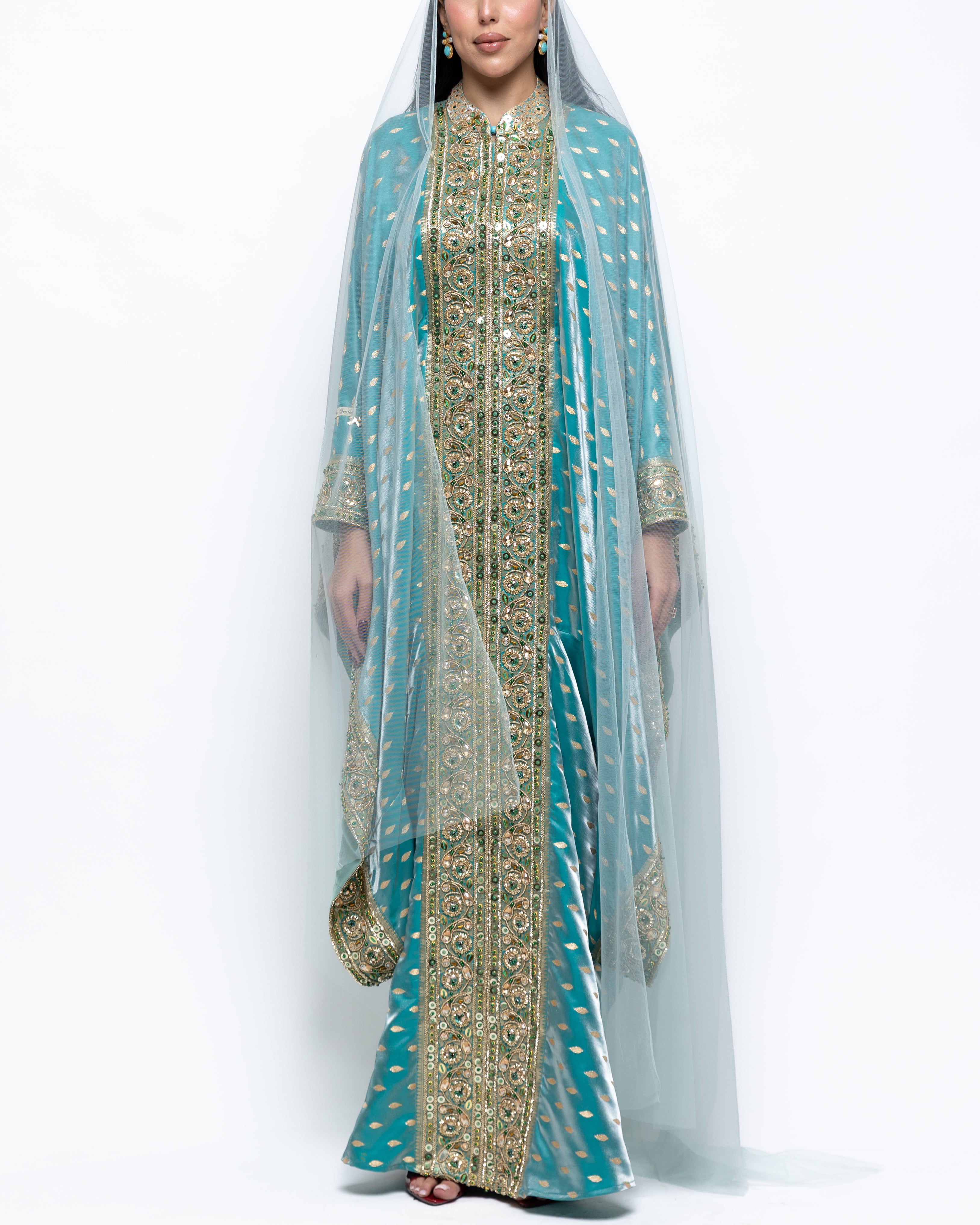 Buthaina Embellished Sari Silk Kaftan