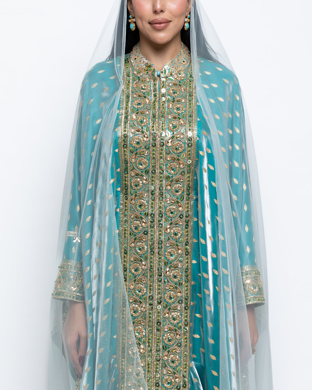 Buthaina Embellished Sari Silk Kaftan