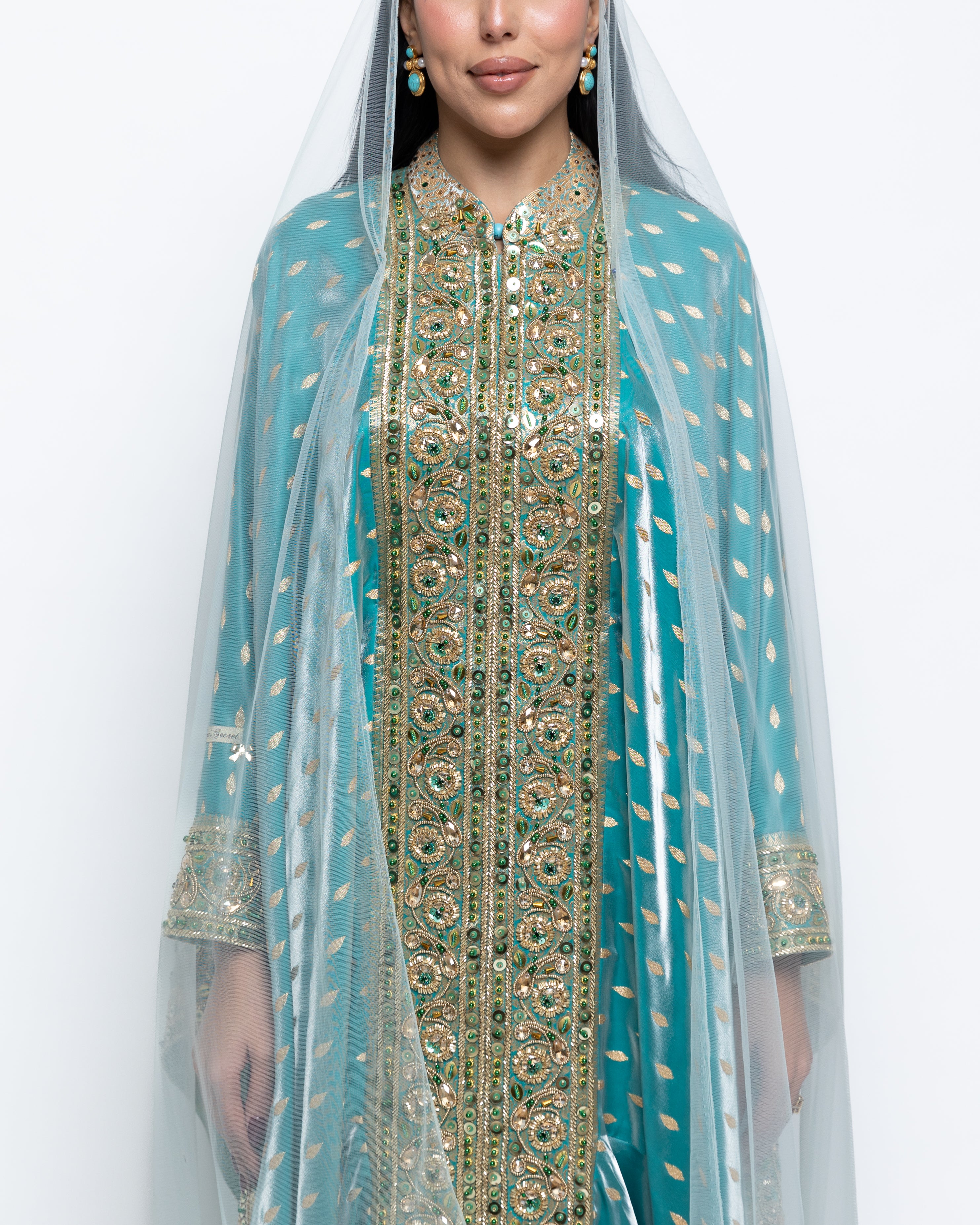 Buthaina Embellished Sari Silk Kaftan