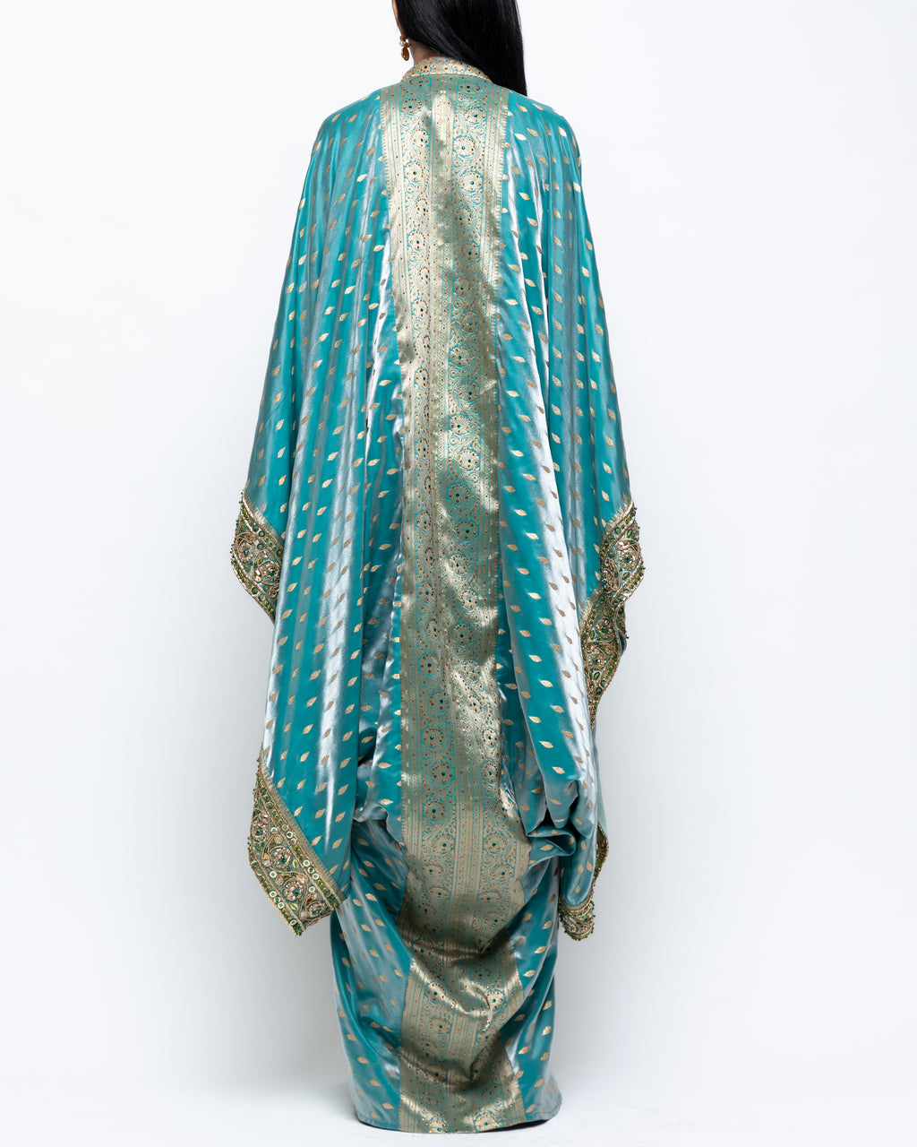 Buthaina Embellished Sari Silk Kaftan