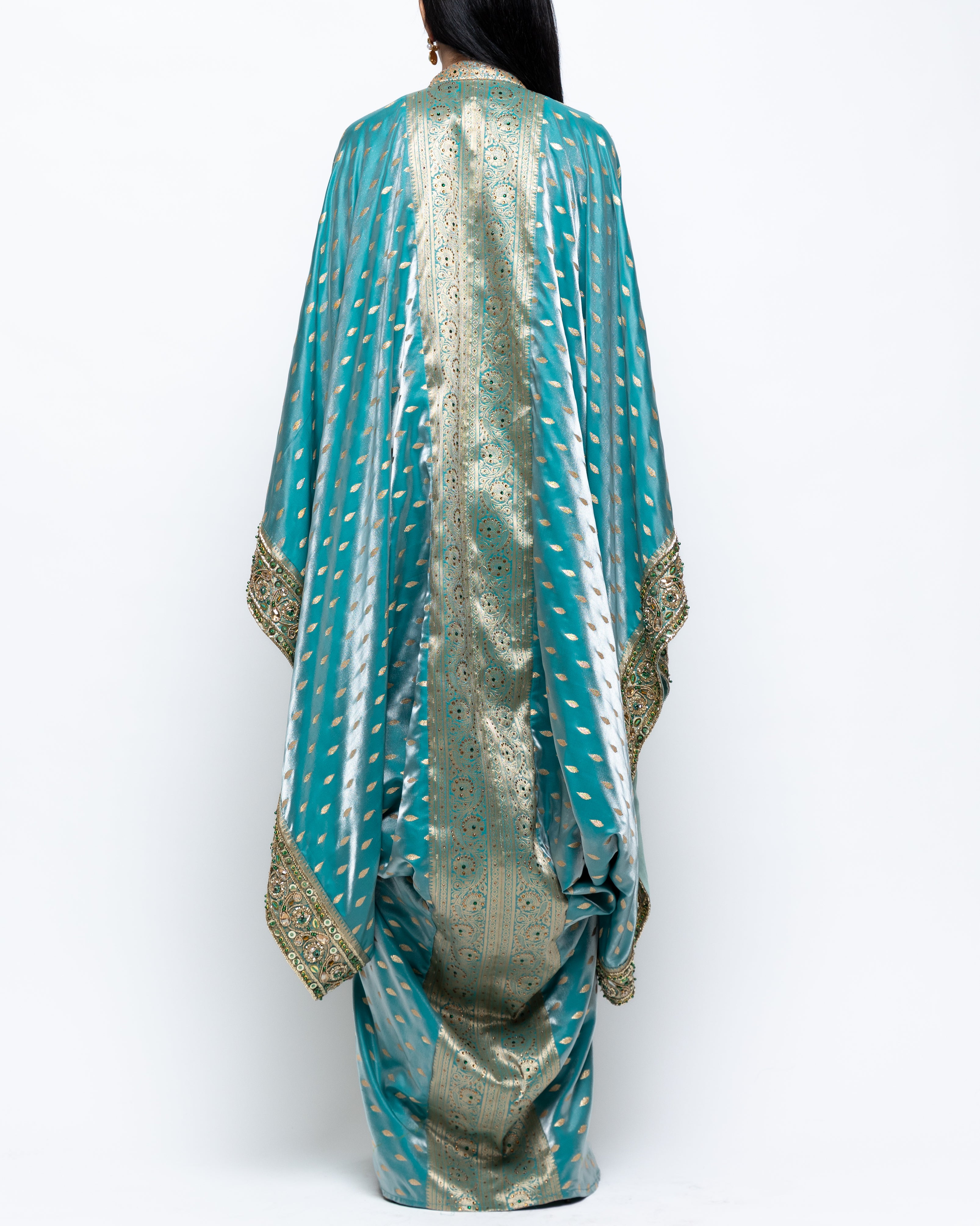 Buthaina Embellished Sari Silk Kaftan