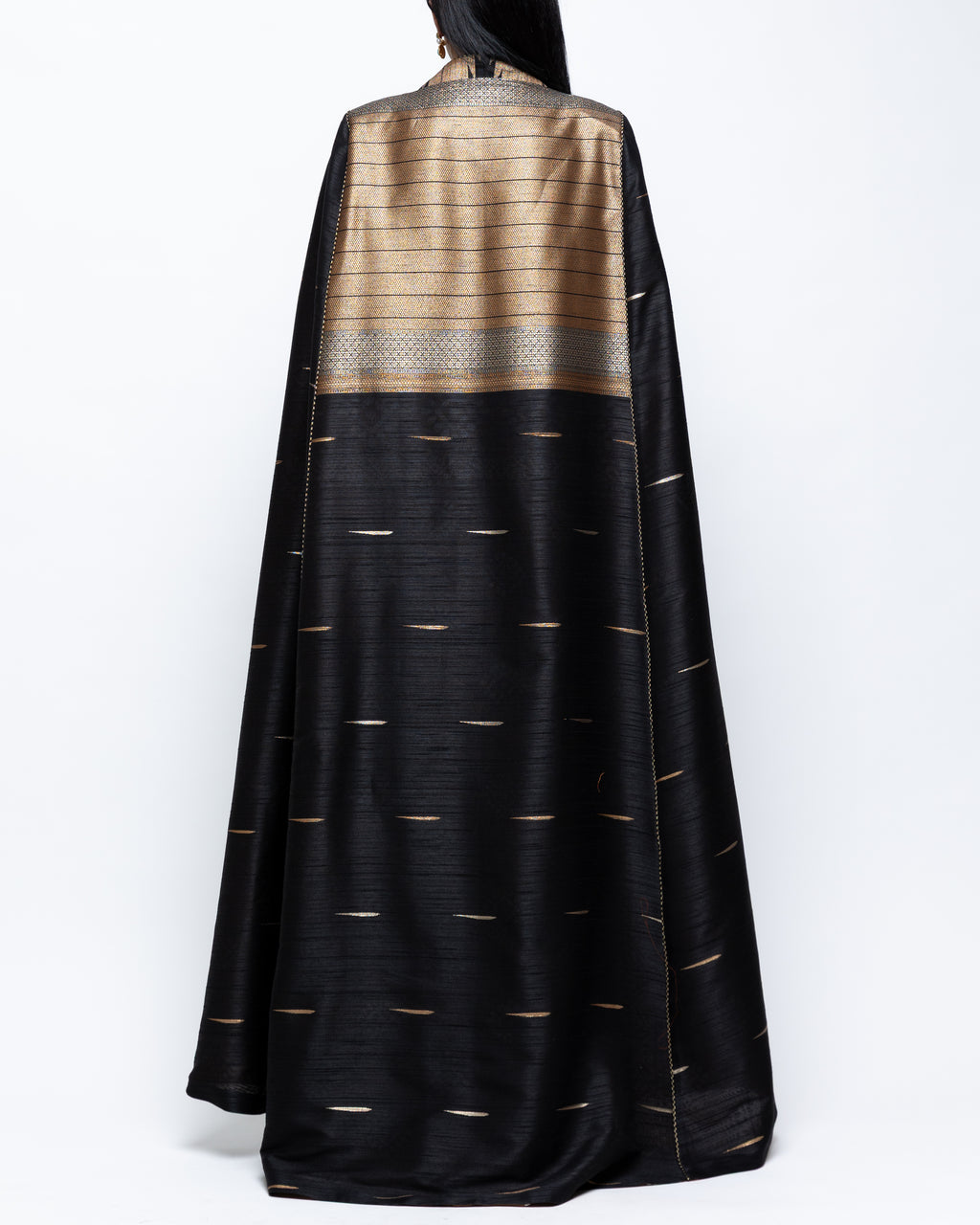 Duja Black Sari Linen Cape
