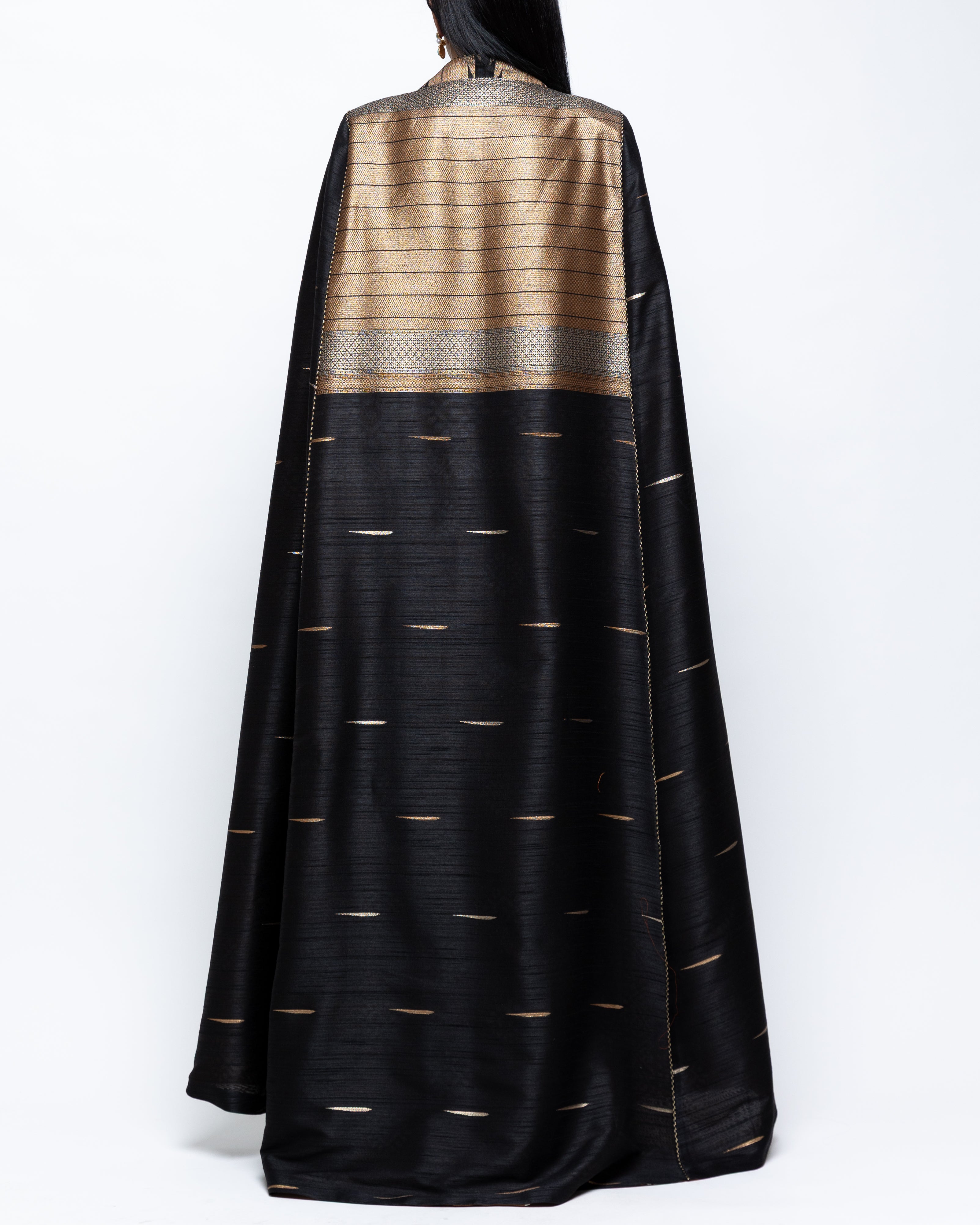 Duja Black Sari Linen Cape