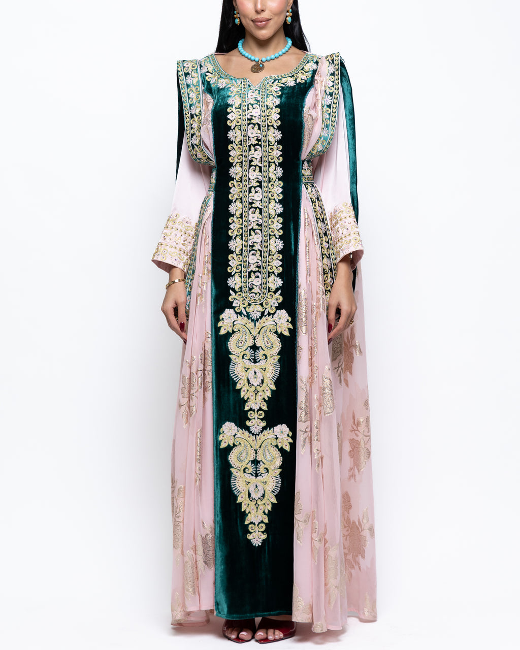 Al Jazi Velvet Sari Nashal Kaftan
