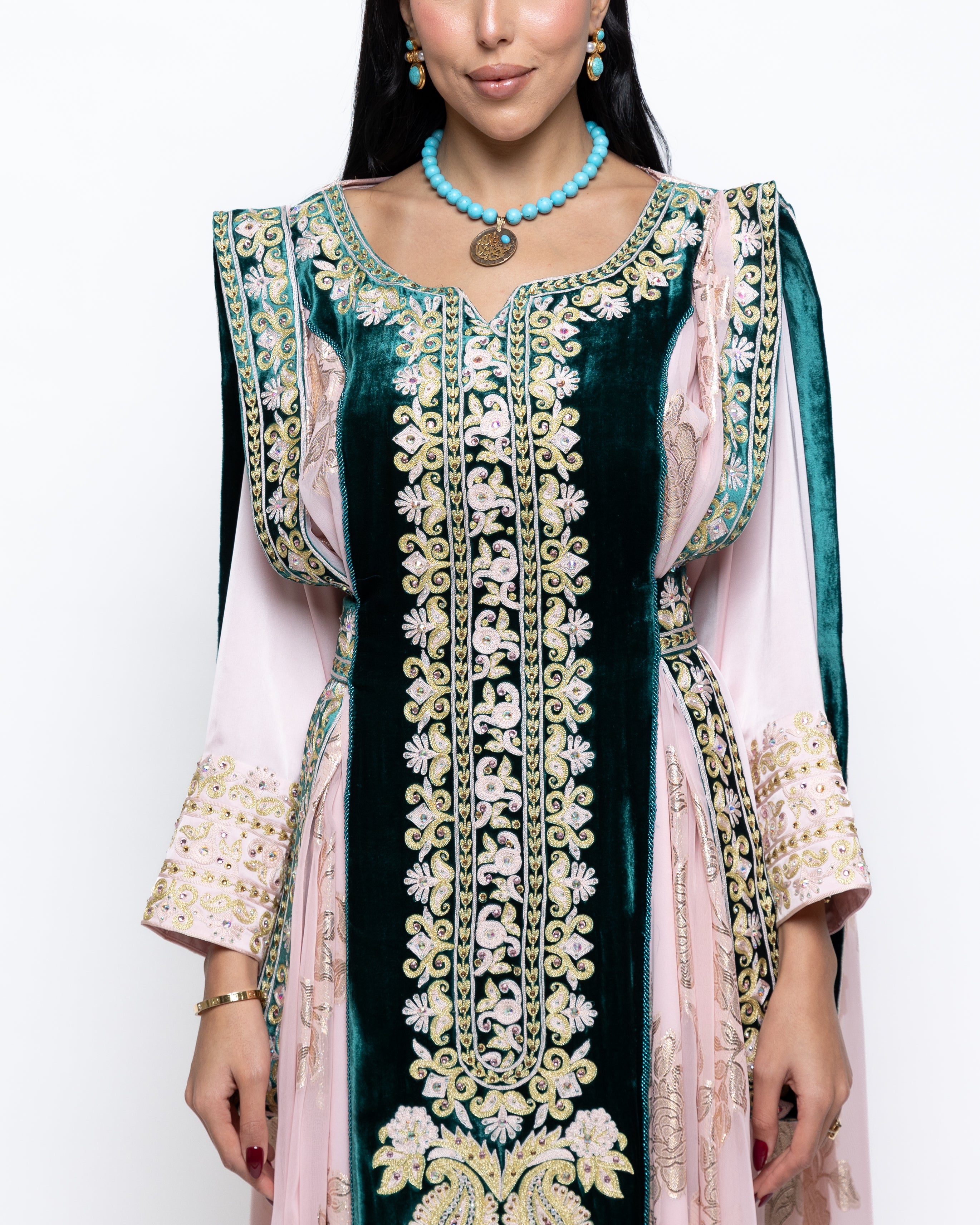 Al Jazi Velvet Sari Nashal Kaftan