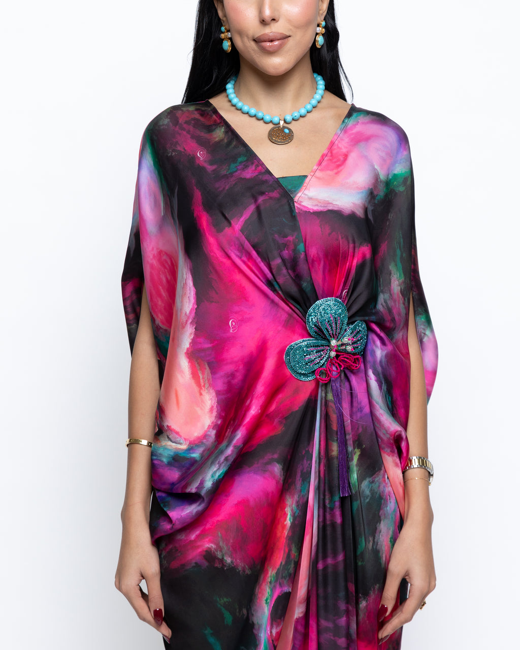 Dalal Butterfly Brooch Abstract Fushia