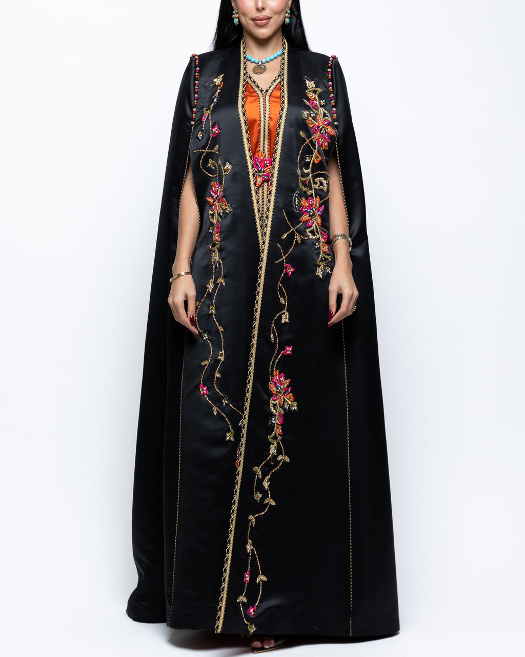 Lujain Black Rezmir Layered Cape