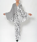 Latifa Monochrome Garden Silk Satin Jalabiya