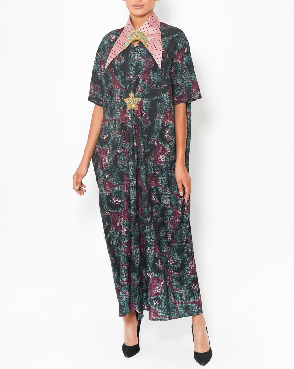 Najla Crescent Star Silk Satin Jalabiya