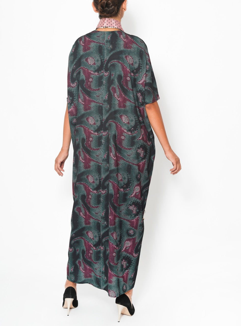Najla Crescent Star Silk Satin Jalabiya