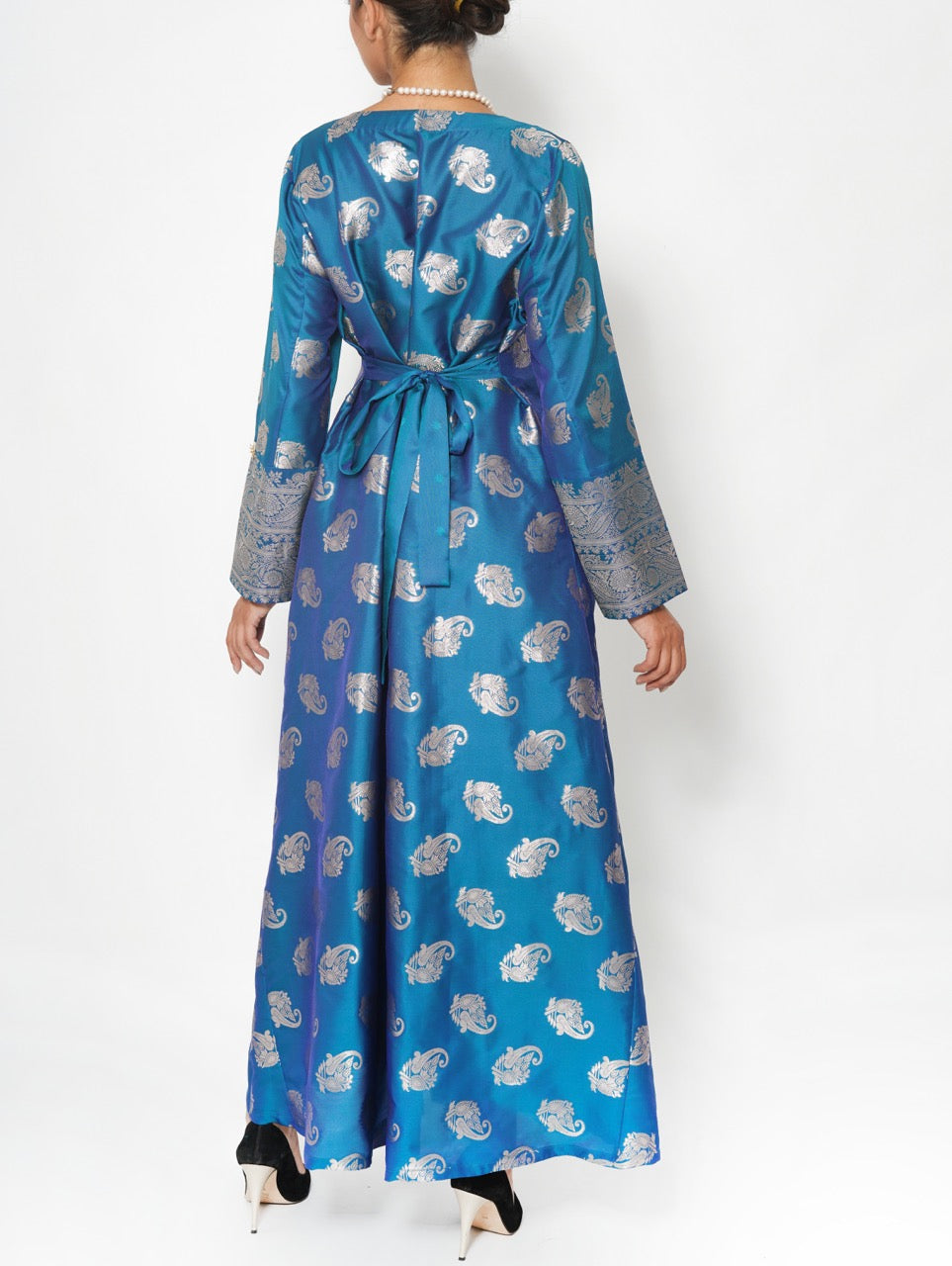 Maha Sapphire Paisley Sari Brocade Jalabiya