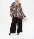 Rasha Ember Silk Satin Blouse and Rasha Cotton Velvet Wide-Leg Pants