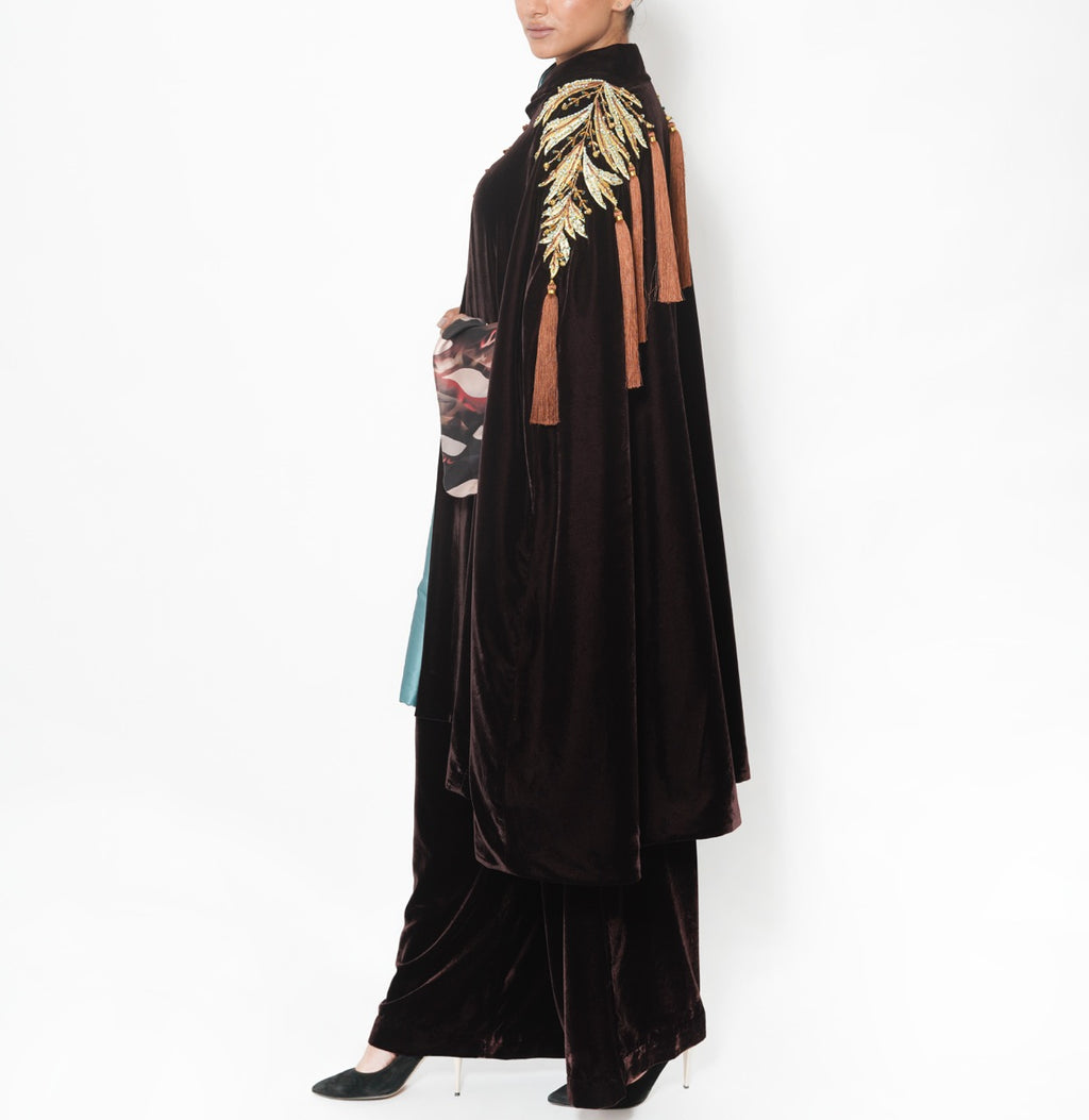 Widad Golden Leaf Cotton Velvet Cape