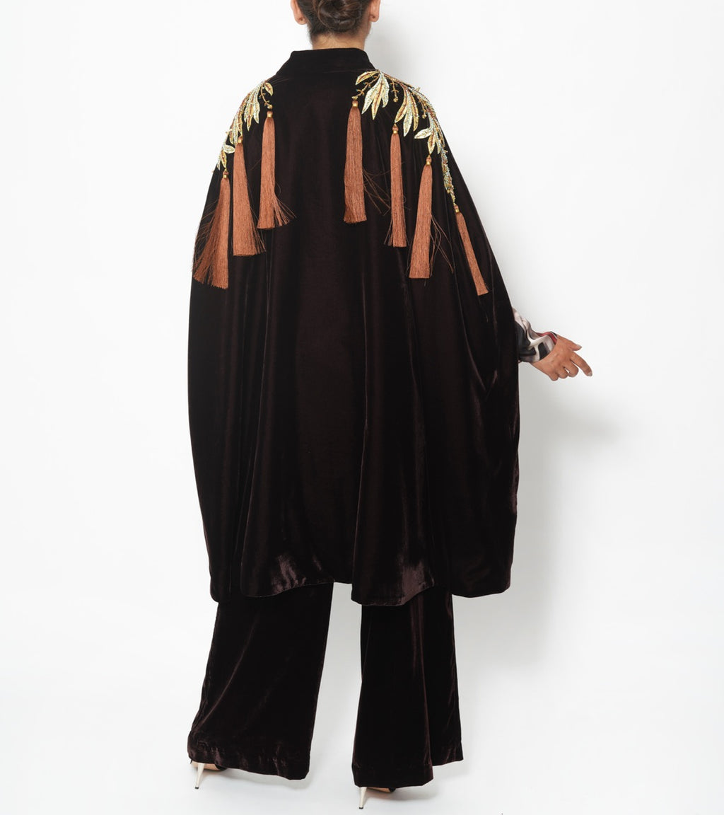 Widad Golden Leaf Cotton Velvet Cape