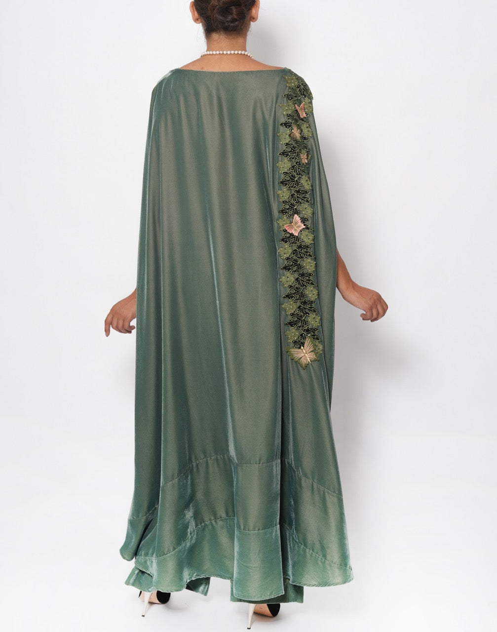 Joud Sage Butterfly Silk Velvet Set
