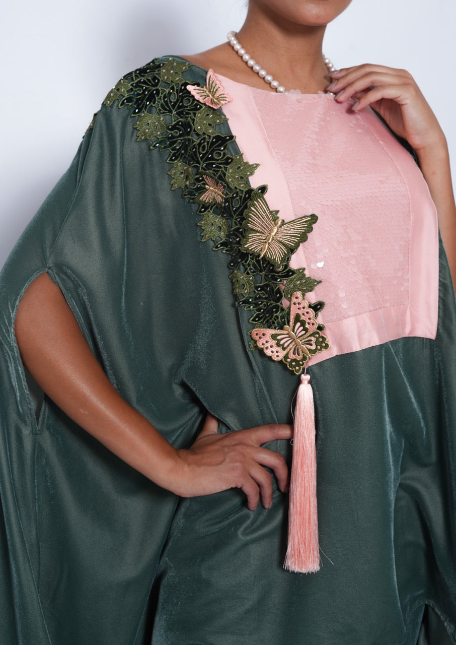 Joud Sage Butterfly Silk Velvet Set