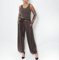 Nada Mocha Stretch Velvet Jumpsuit