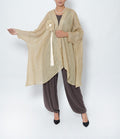 Lina Sand Rosette Linen Bisht