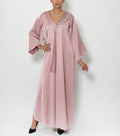 Hanan Blush Tassel Crepe Satin Jalabiya