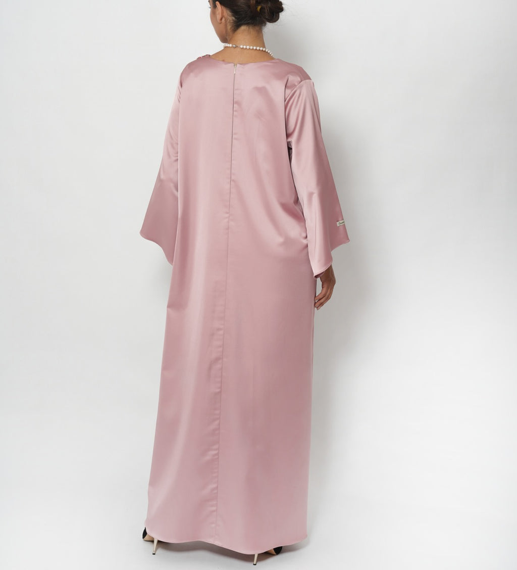 Hanan Blush Tassel Crepe Satin Jalabiya