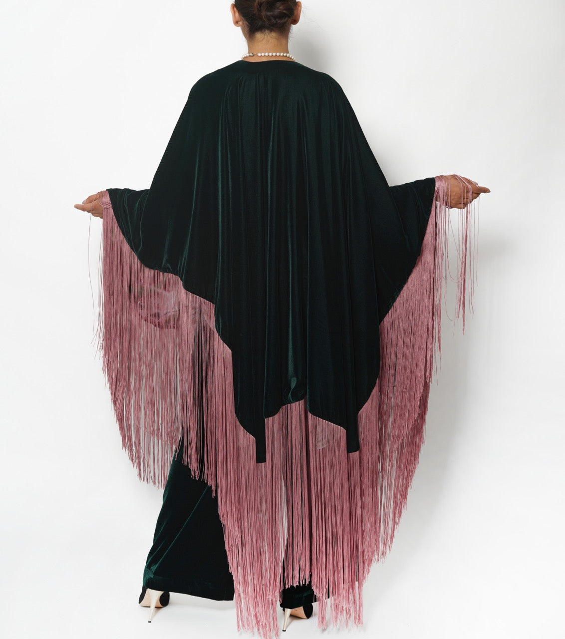 Jamila Emerald Rose Cotton Velvet Shawl